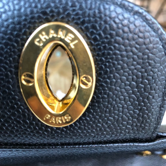 Vintage Caviar Jumbo Vertical Stripe Black GHW - Picture 5 of 8